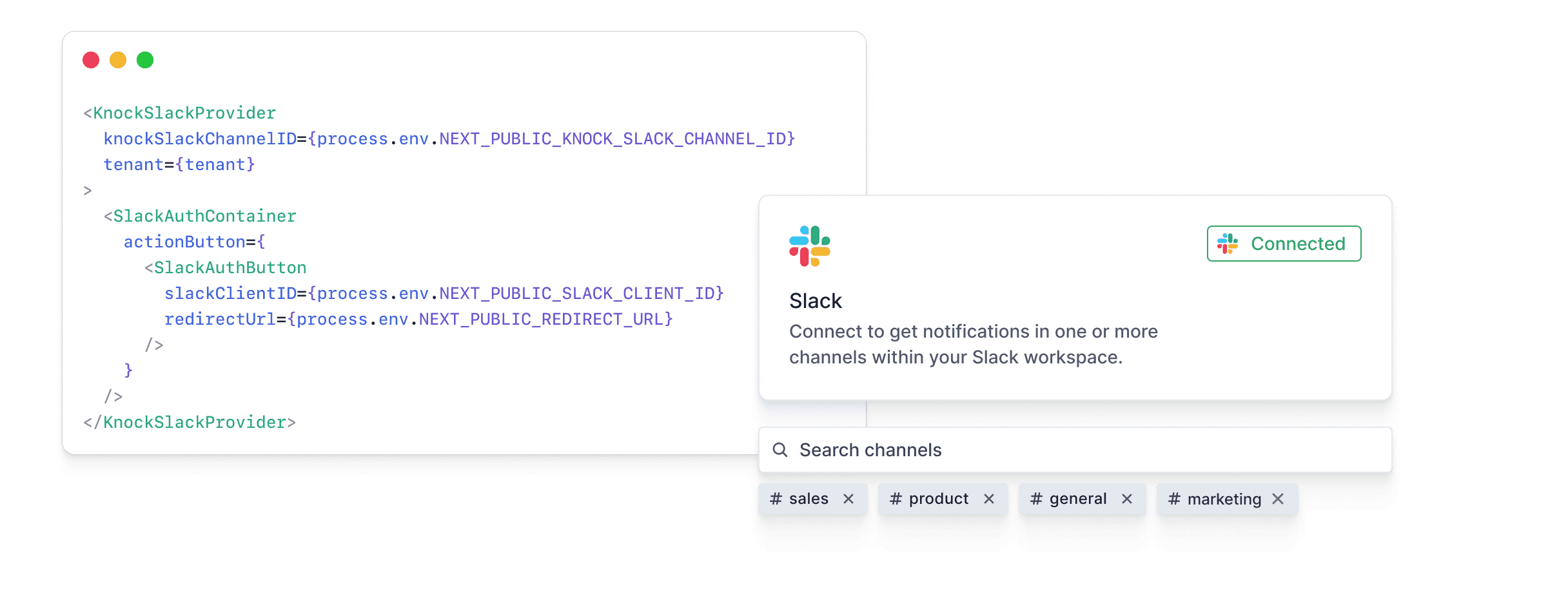 Embeddable UIs and APIs to ship Slack and Teams support in days, not weeks. No backend to build or infrastructure to setup.