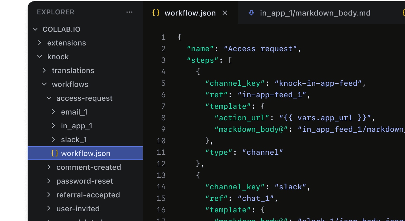 Write notifications locally, push to Knock to scale them on our infrastructure.