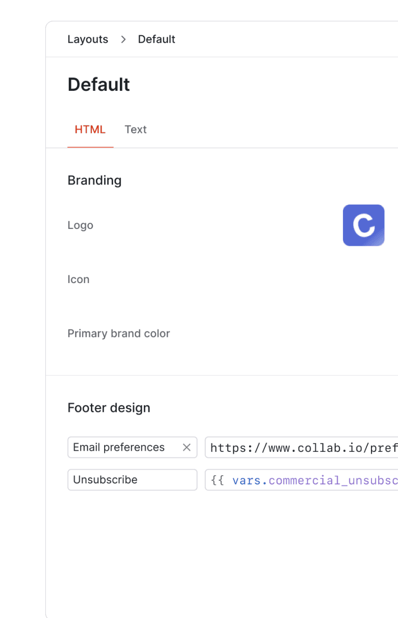 Use shared content blocks and global styles to ensure brand consistency across every message your company sends.