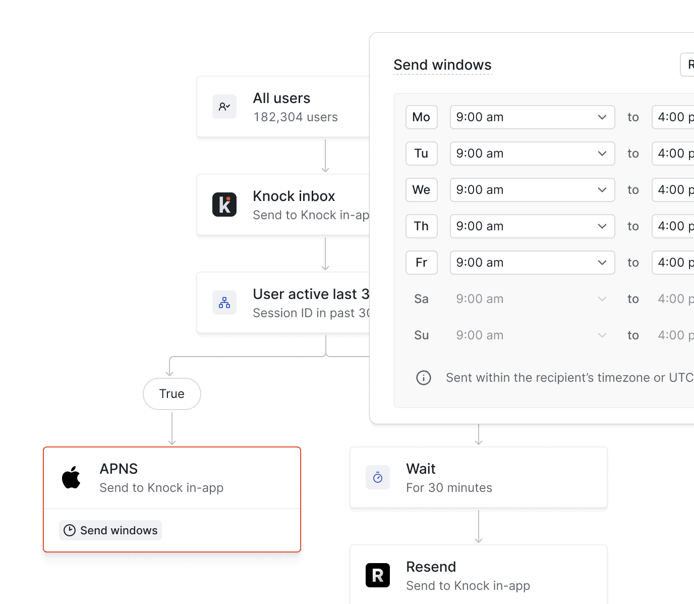 Use branching, conditions, and send windows to bring thoughtful messaging to your users.