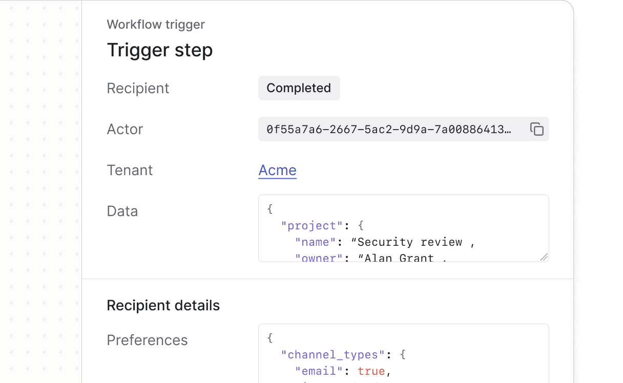 Complete visibility into your notification engine, from your initial API request to message sent.