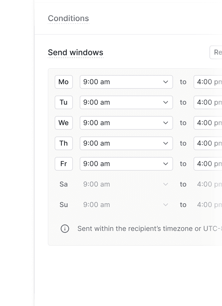 Respect users' time and attention with cross-channel messaging journeys.