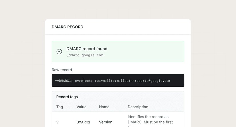 DMARC record checker preview