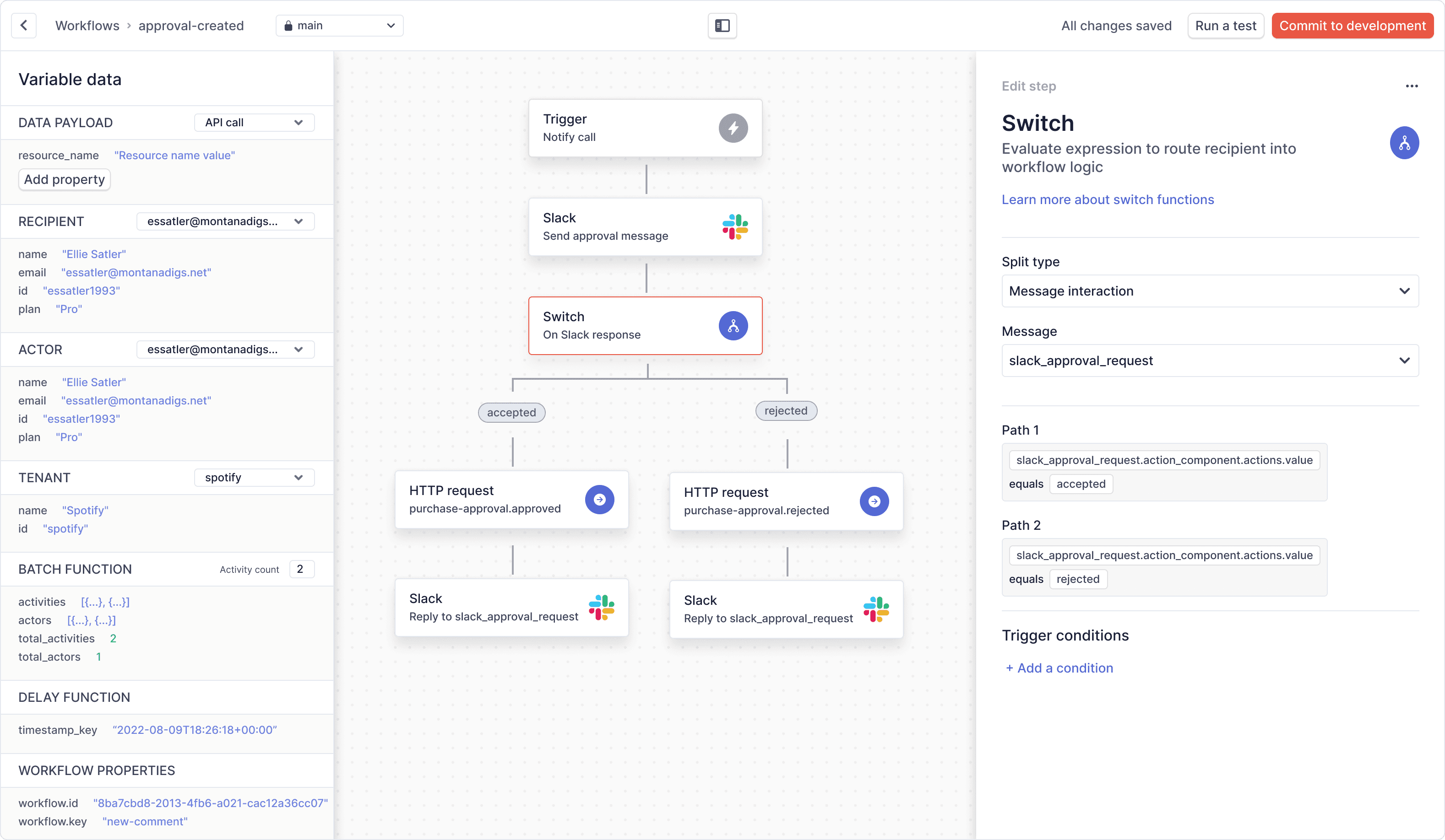Slack interactivity preview