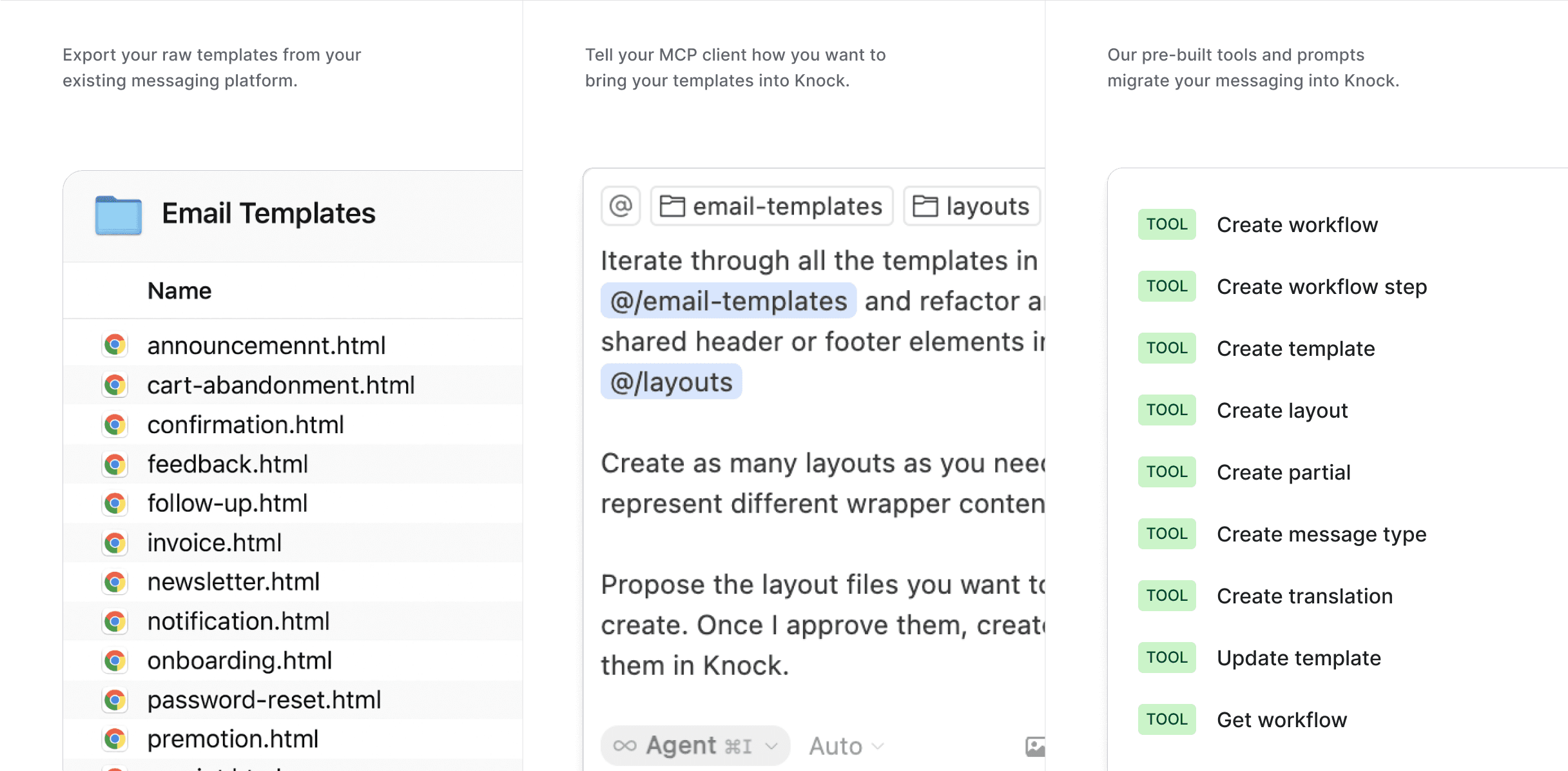 Automate your migration with our MCP server and move to Knock in days
