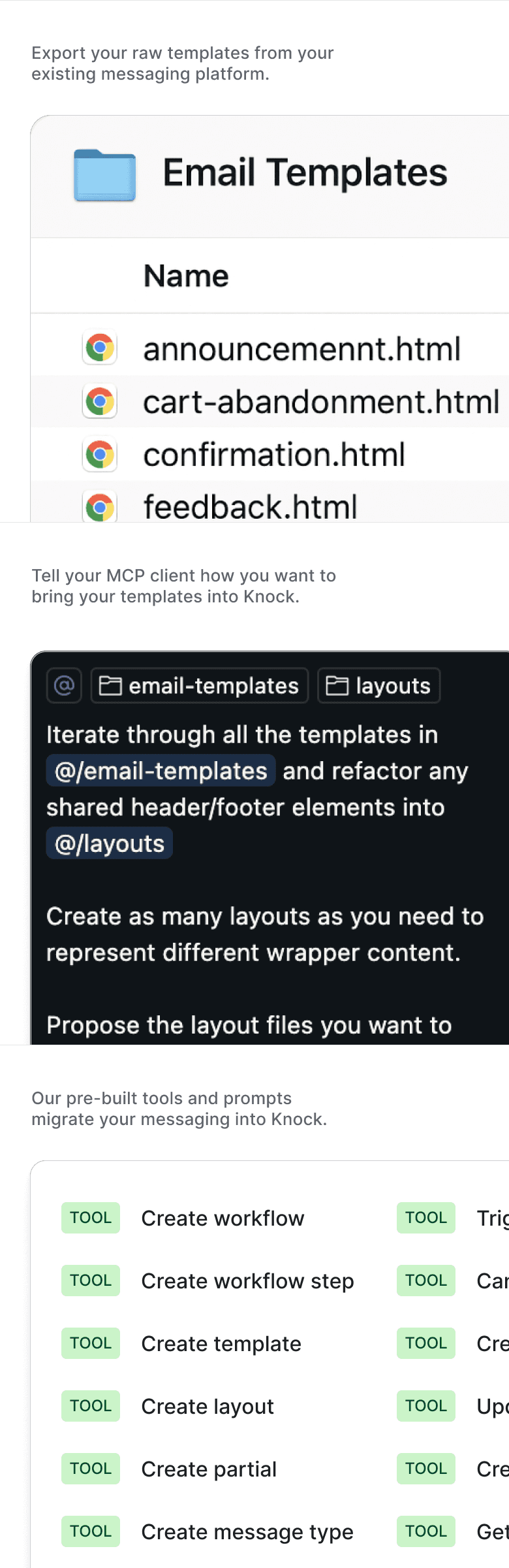 Automate your migration with our MCP server and move to Knock in days