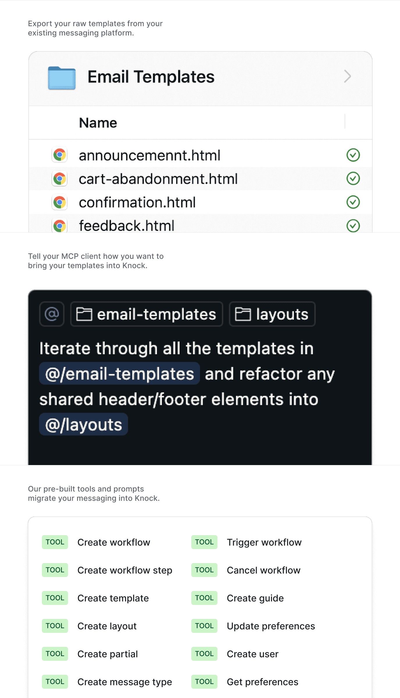 Automate your migration with our MCP server and move to Knock in days