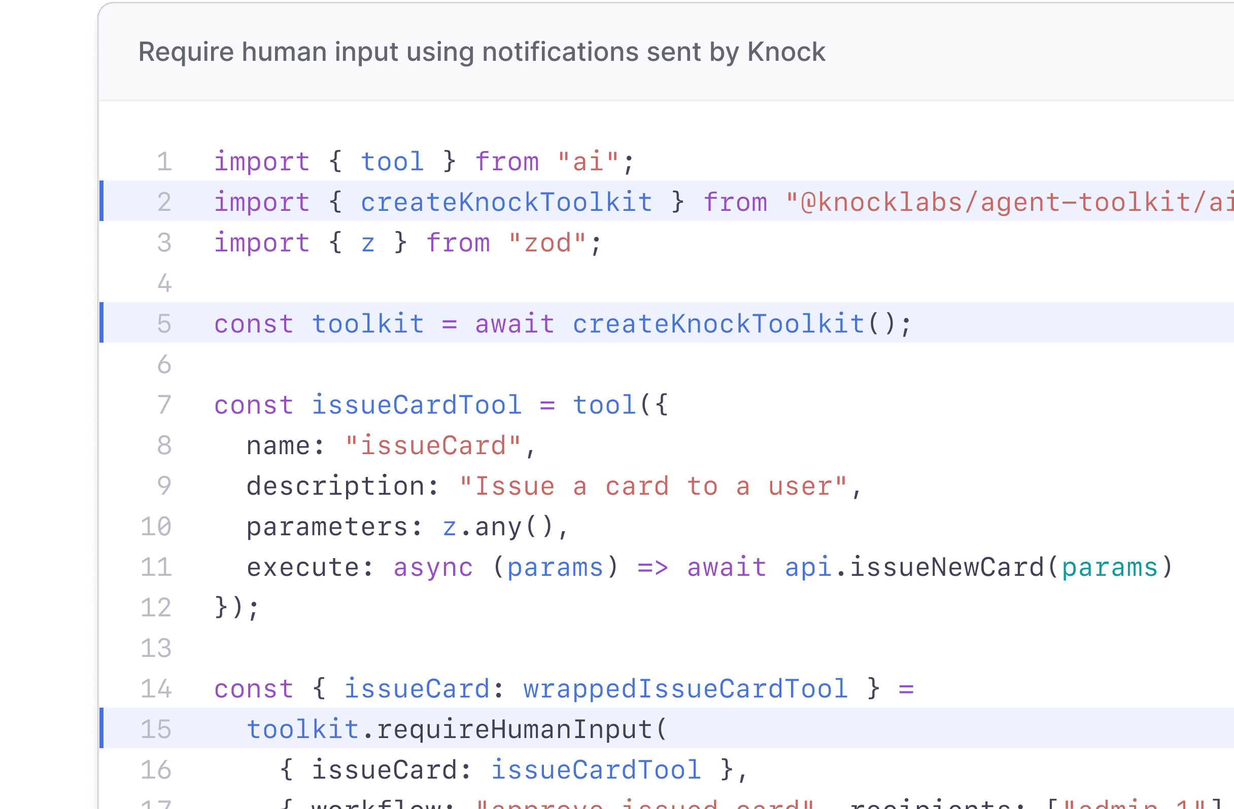 Build agent-to-human loops that wait for human input and approval.