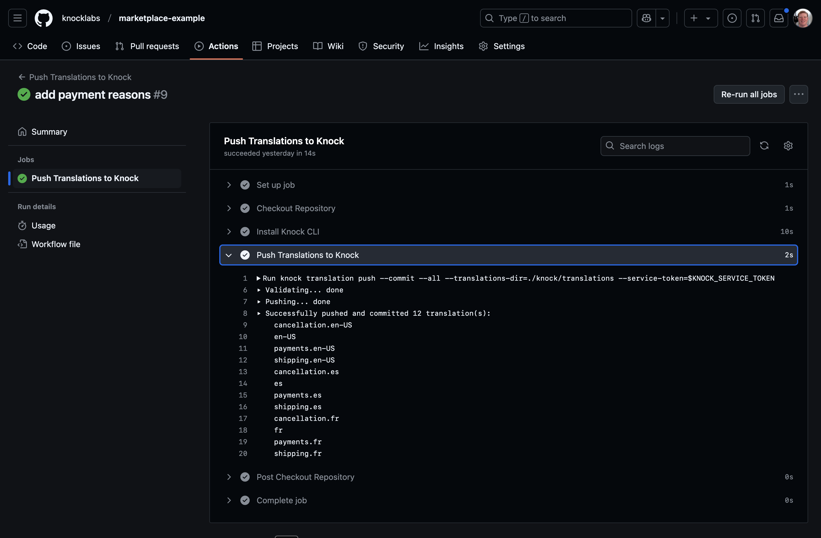 Knock translation CLI workflow