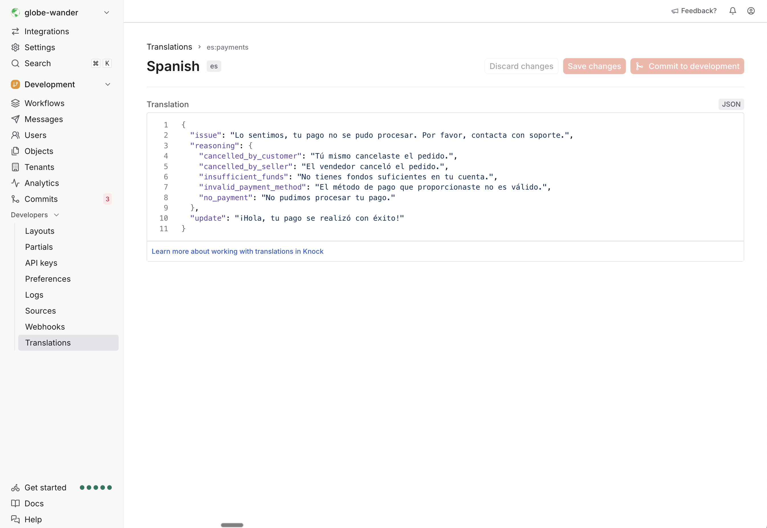 Details of a Knock translation file