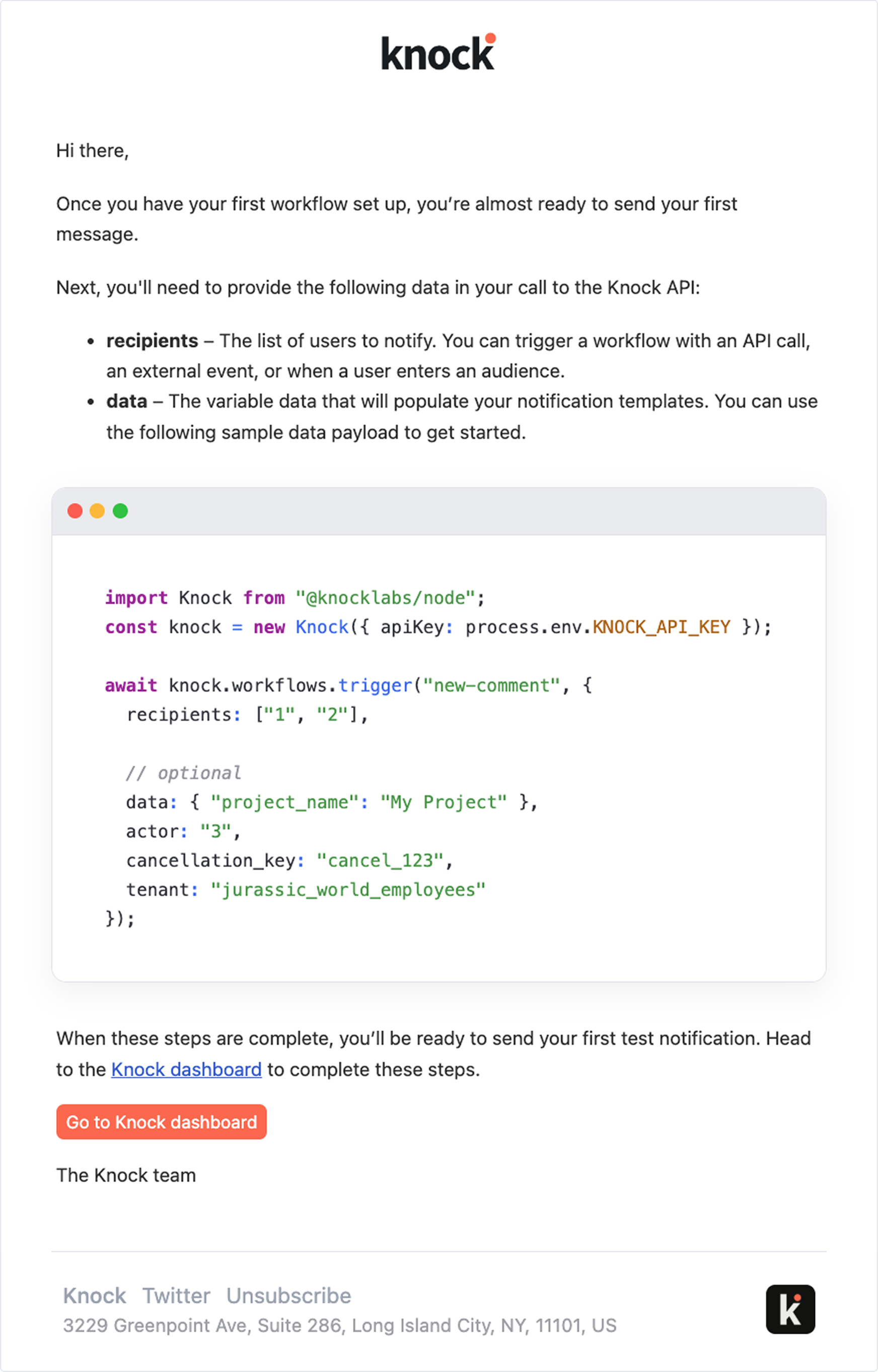 Preview of email after checking message count