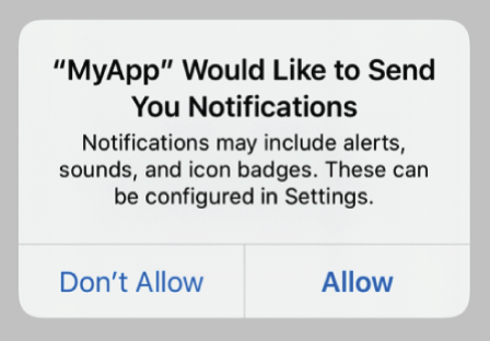 An iOS consent popup