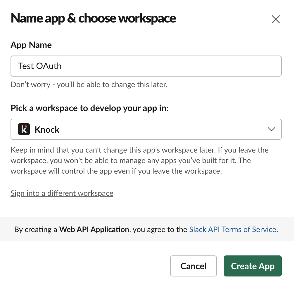 naming your new slack app