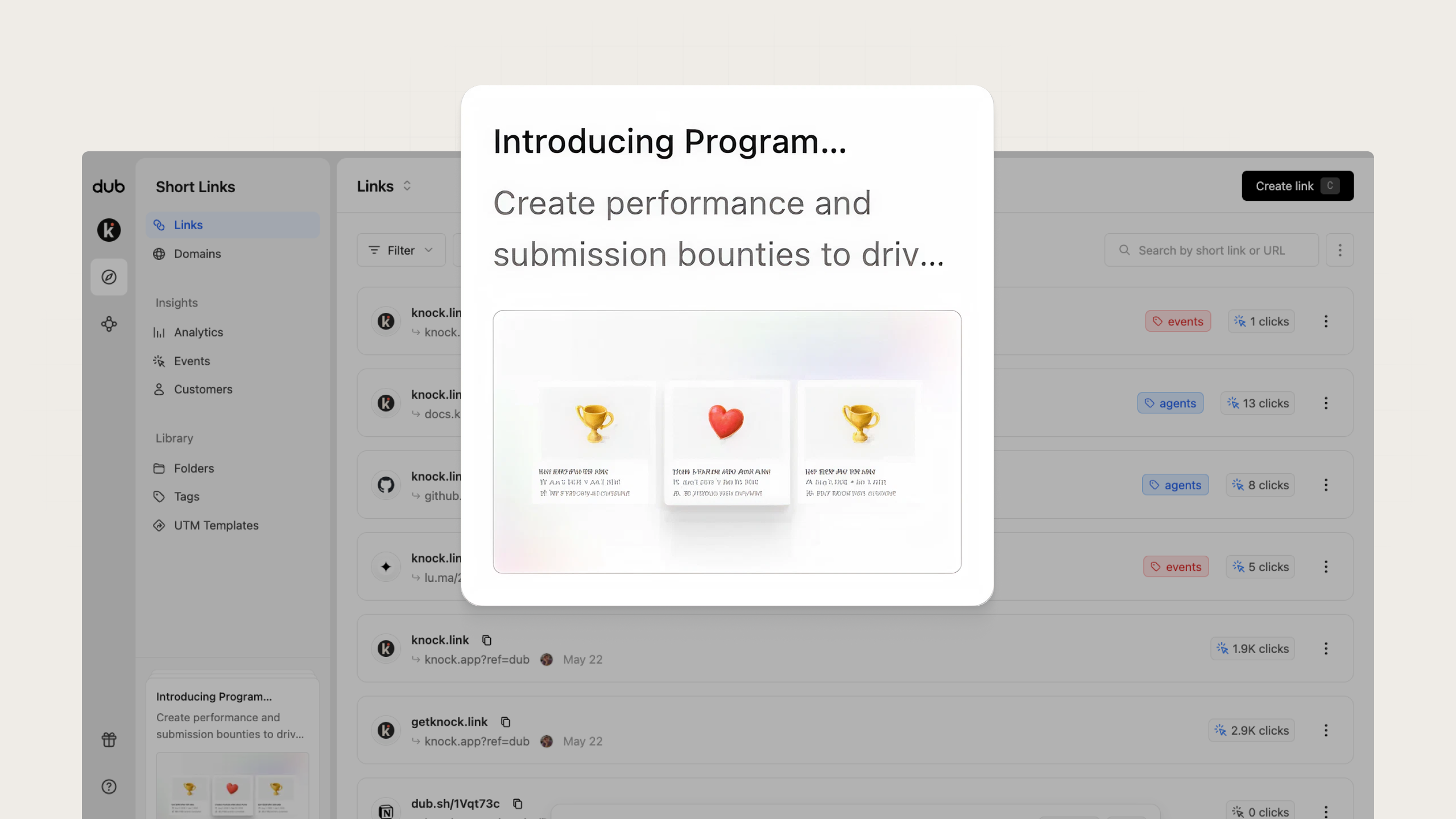 An example of a new feature card from Dub