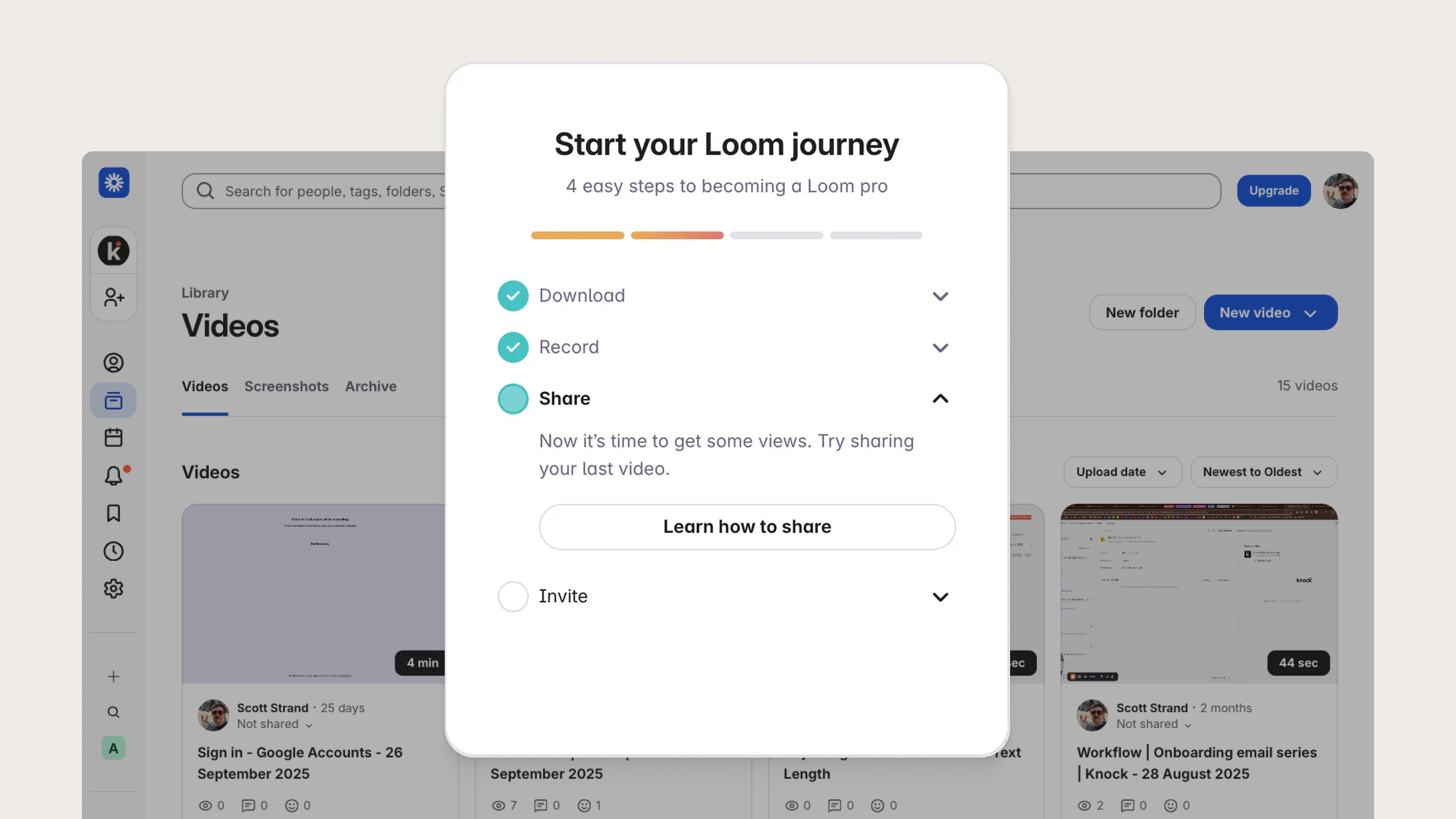 An example of a checklist card from Loom