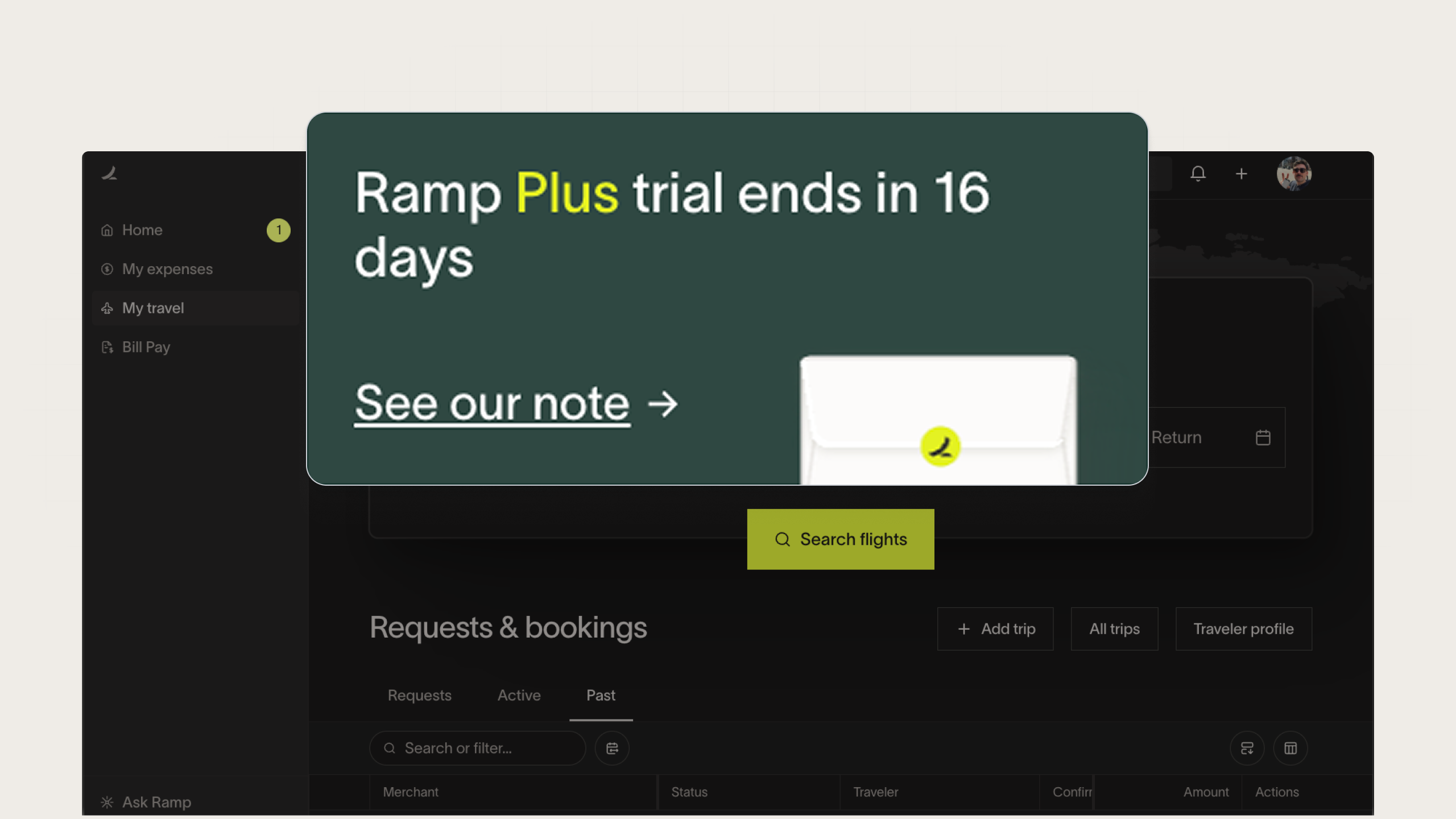 An example of an upsell card from Ramp