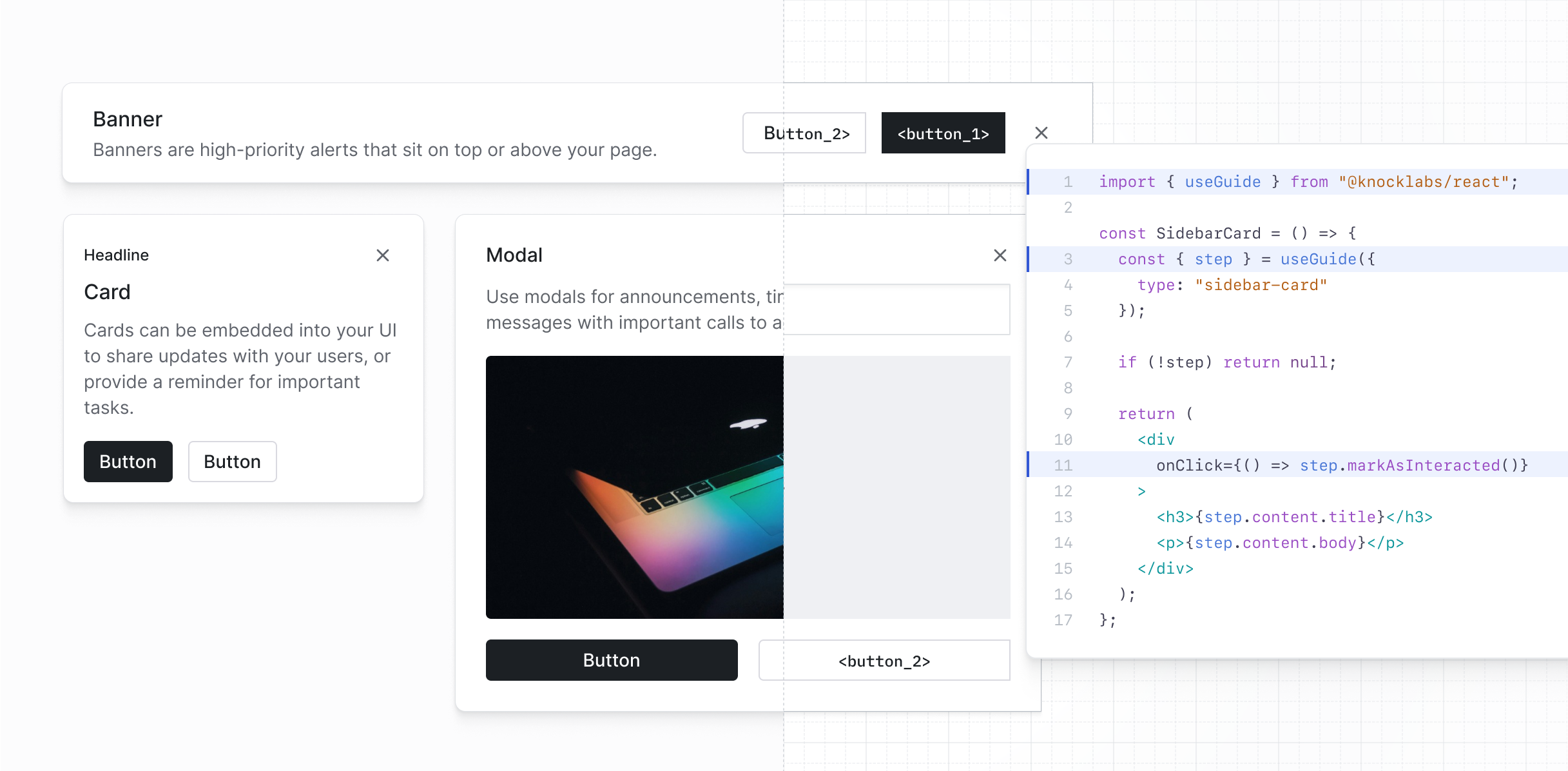 Bring your own components with Knock Guides