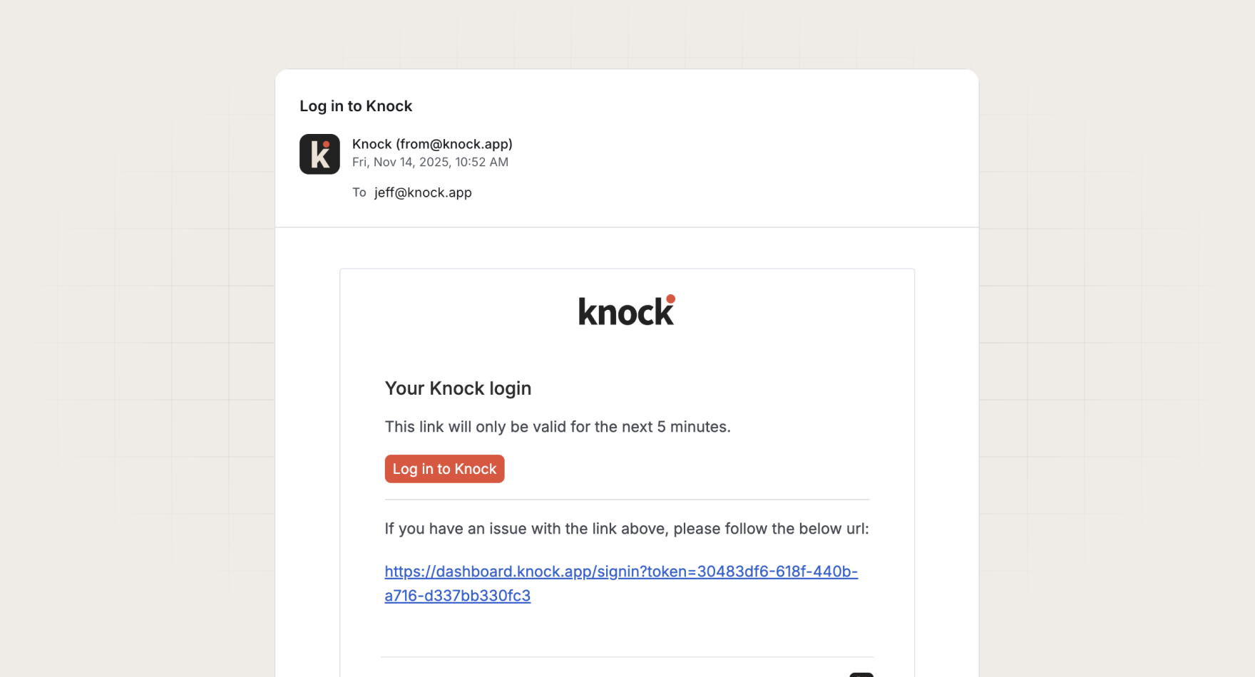 Authentication message example
