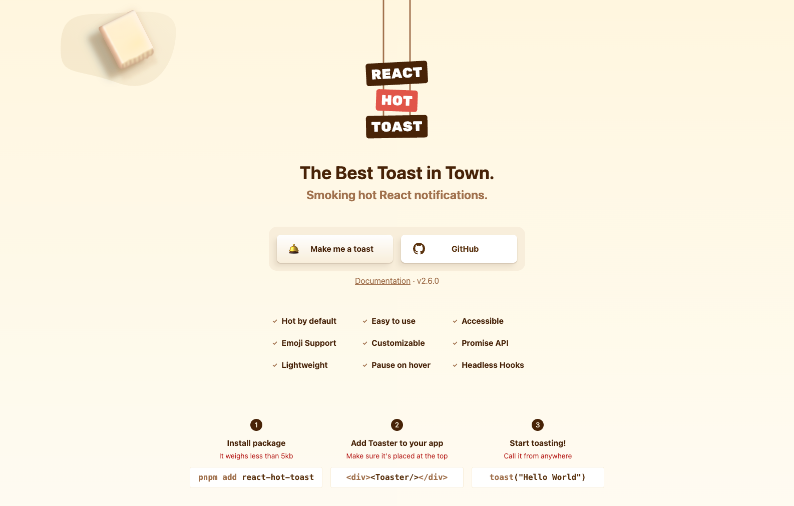 React Hot Toast website