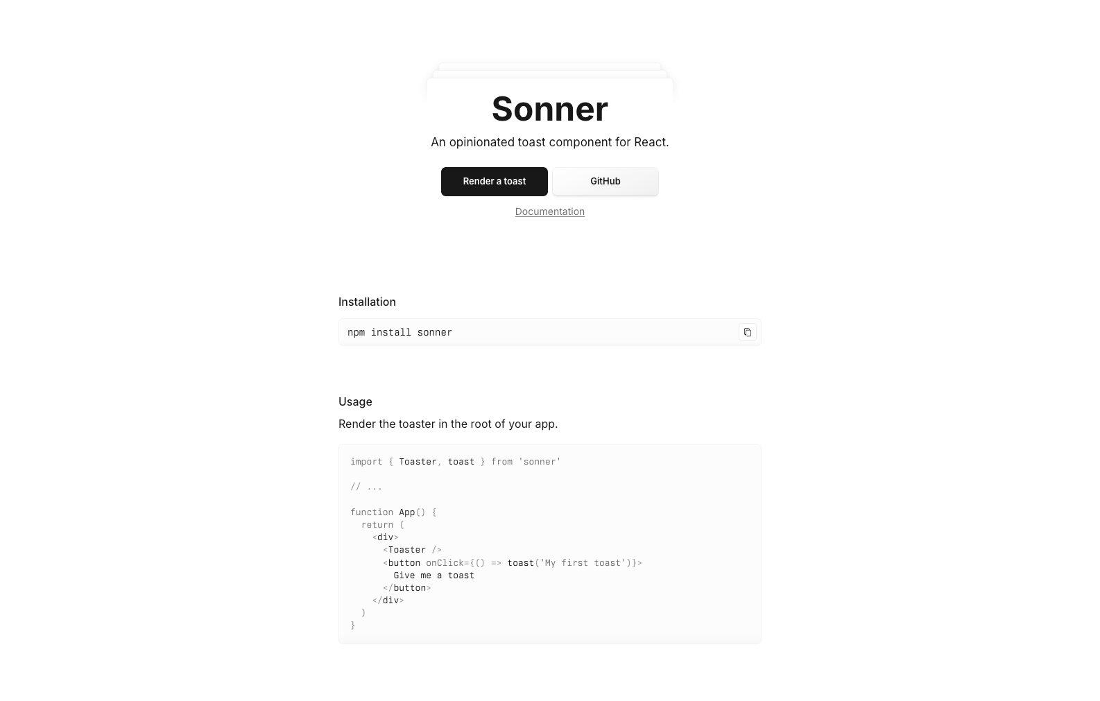 Sonner website