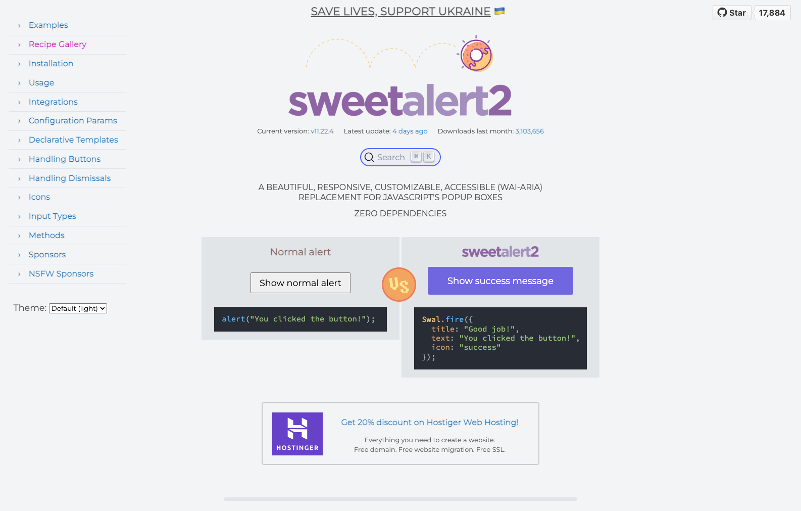 SweetAlert2 website