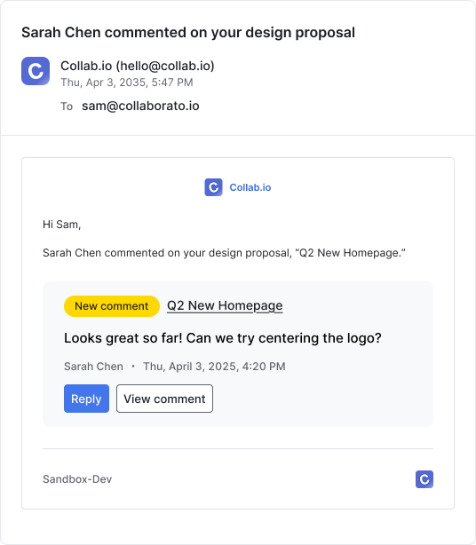 Knock email notification example