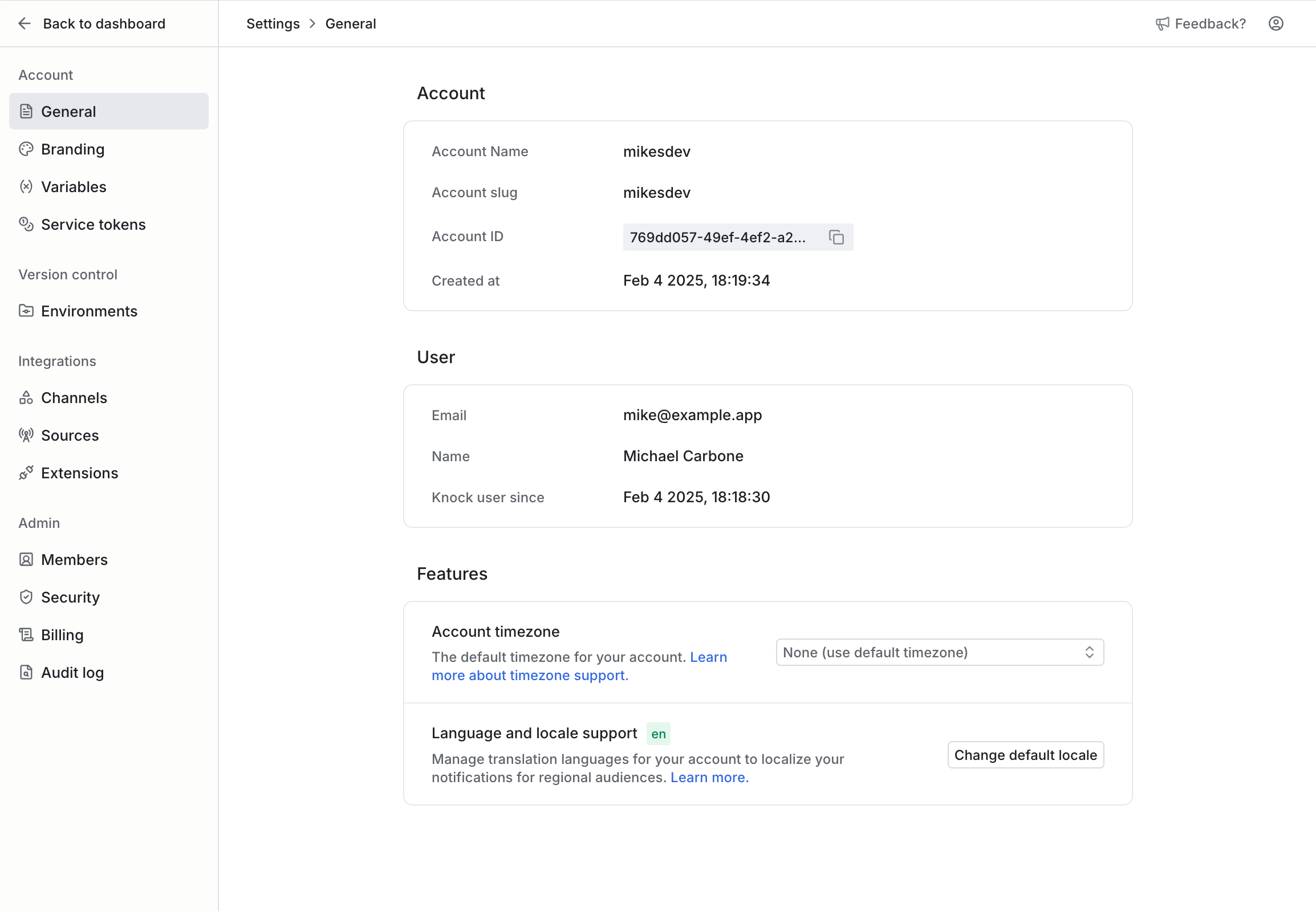 Settings page with a new left sidebar