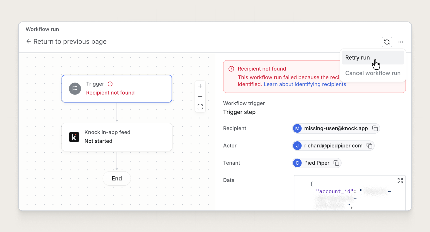 Retry failed workflow runs