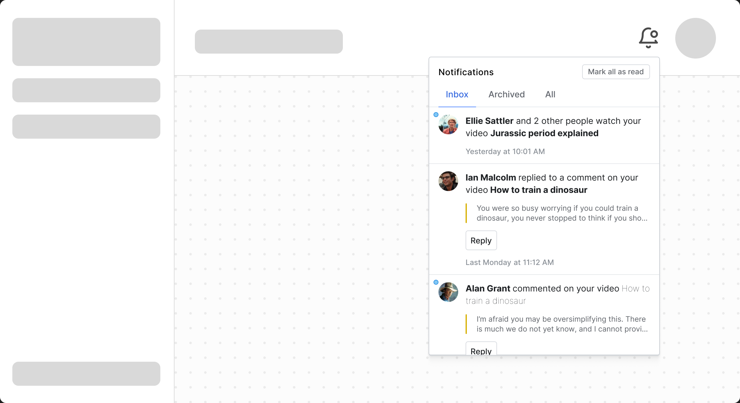 An example interactive feed update in Collab.io