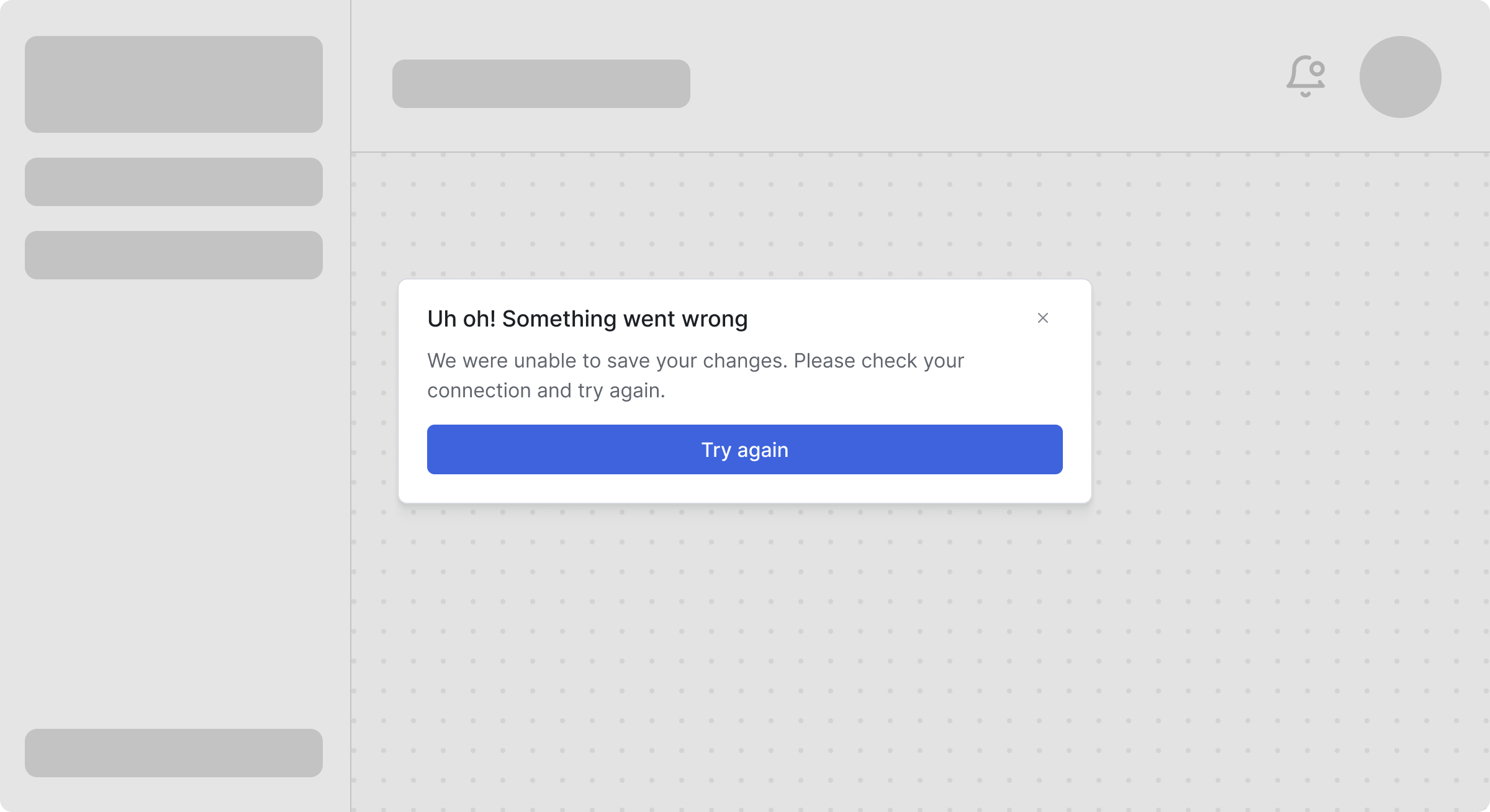 An example error modal in Collab.io