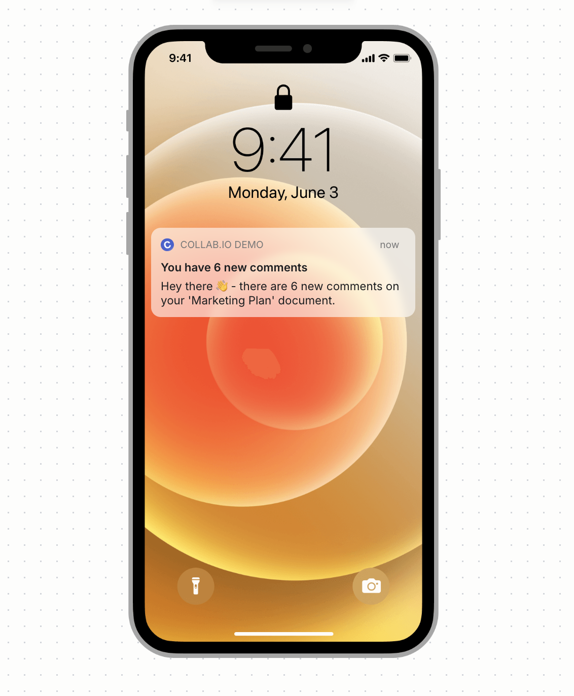 An example iOS push notification rendered in Knock's push template editor preview
